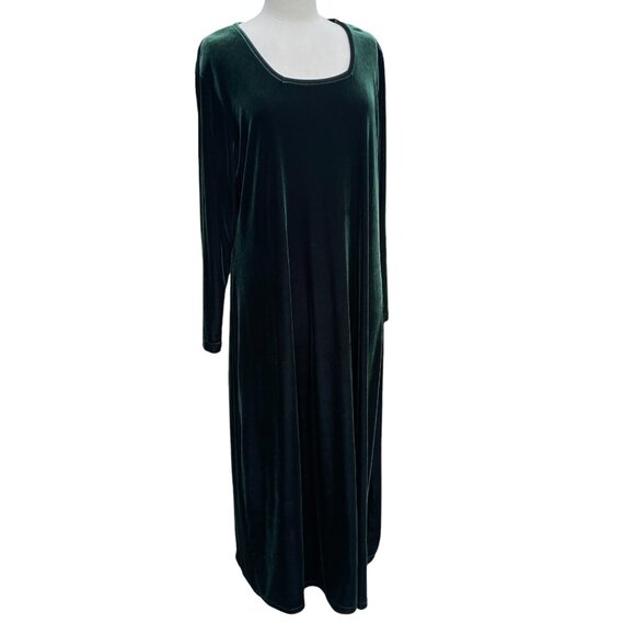 Vintage Velvet Maxi Dress Green Long Sleeve Dark Fairy Grunge Holiday Party-XXL - Picture 1 of 10